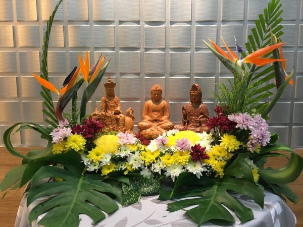 Flower arrangement for Buddhist funeral