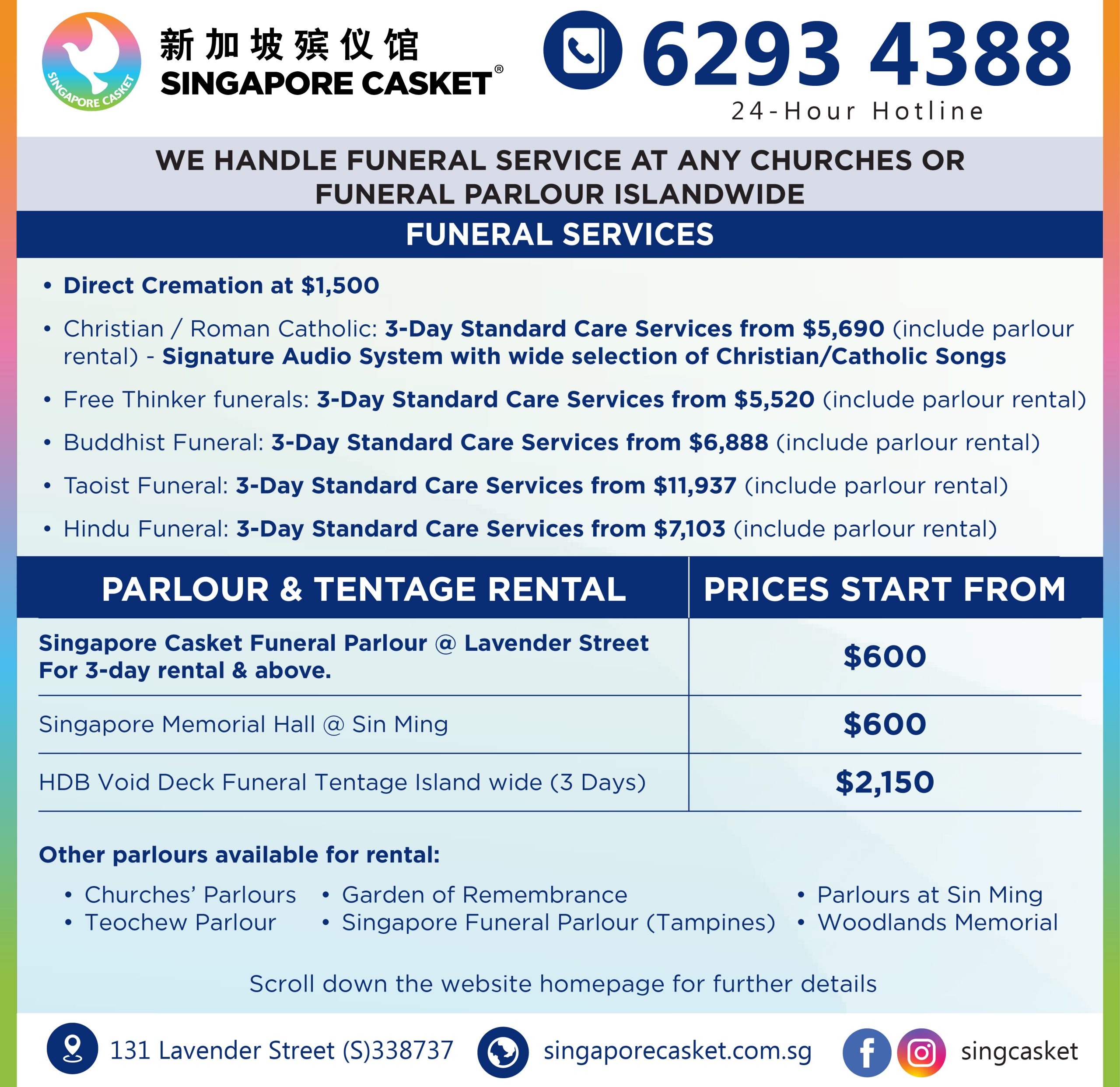 Latest Rates for Funeral Service & Parlour Rental